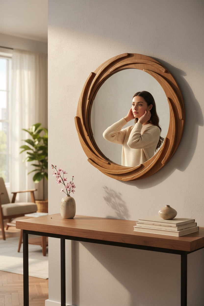 Teak Swing Decorative Mirror